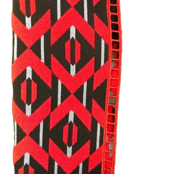 Authentic Fendi Midi Pencil Skirt Size 38 Wool Silk Blend Red Black Block Design - Picture 3 of 13